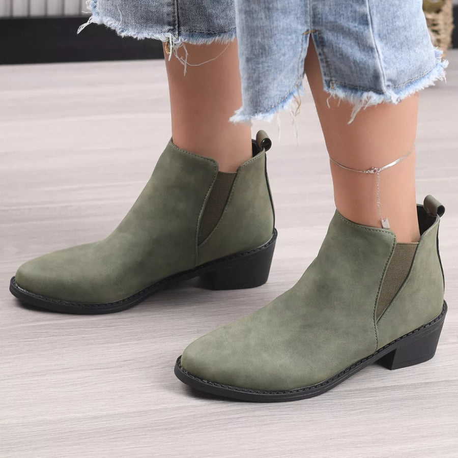 Point Toe Block Heels Ankle Boots Apparel and Accessories