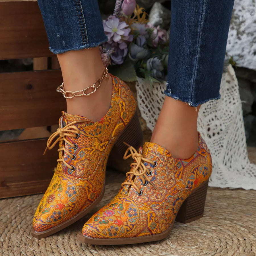 Point Toe Block Heels Ankle Boots Apparel and Accessories
