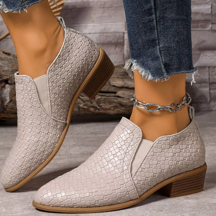 Point Toe Block Heels Ankle Boots Apparel and Accessories