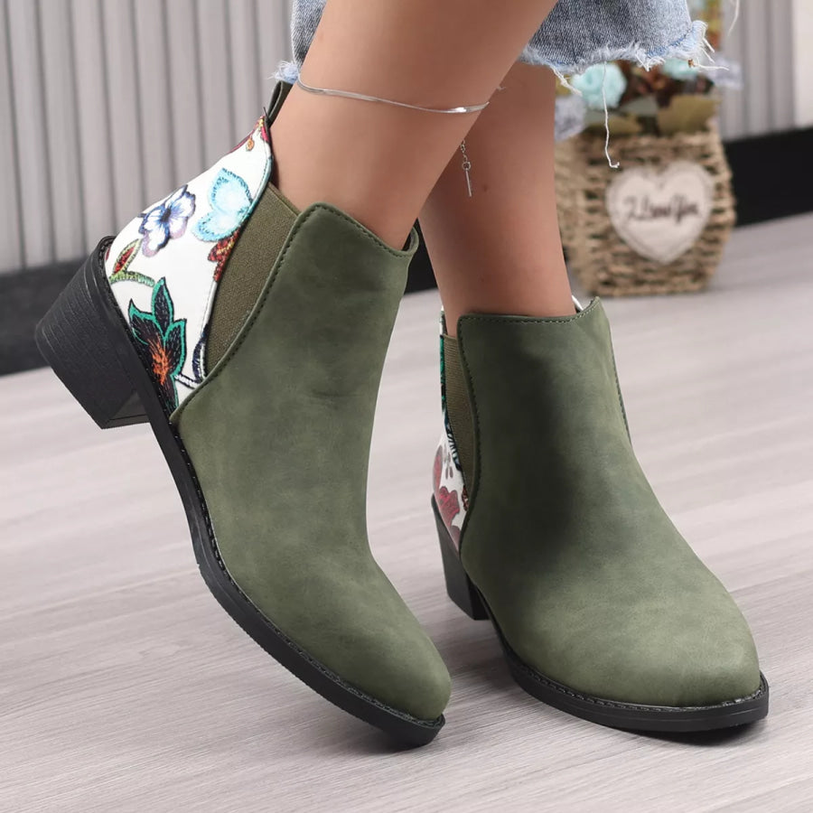 Point Toe Block Heels Ankle Boots Apparel and Accessories