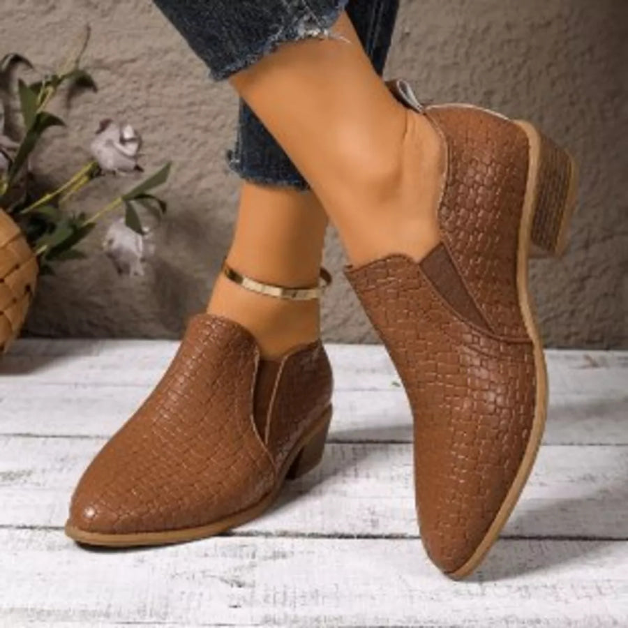 Point Toe Block Heels Ankle Boots Apparel and Accessories