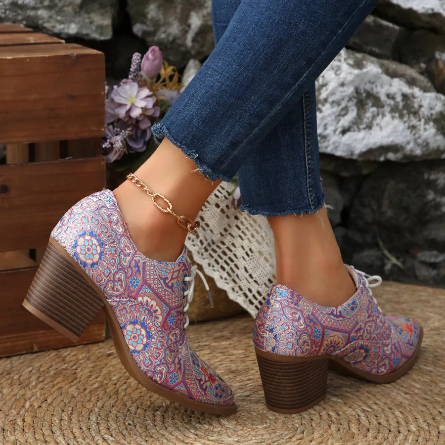 Point Toe Block Heels Ankle Boots Apparel and Accessories