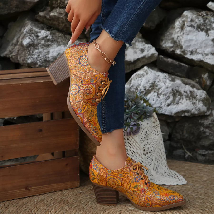 Point Toe Block Heels Ankle Boots Apparel and Accessories