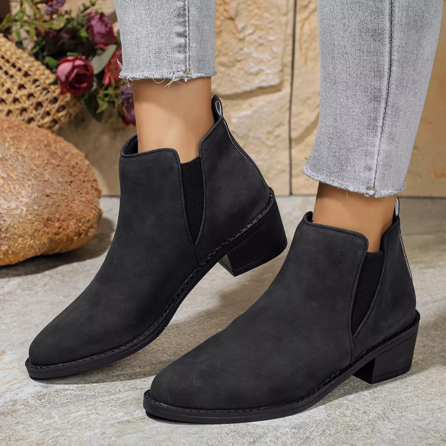 Point Toe Block Heels Ankle Boots Apparel and Accessories