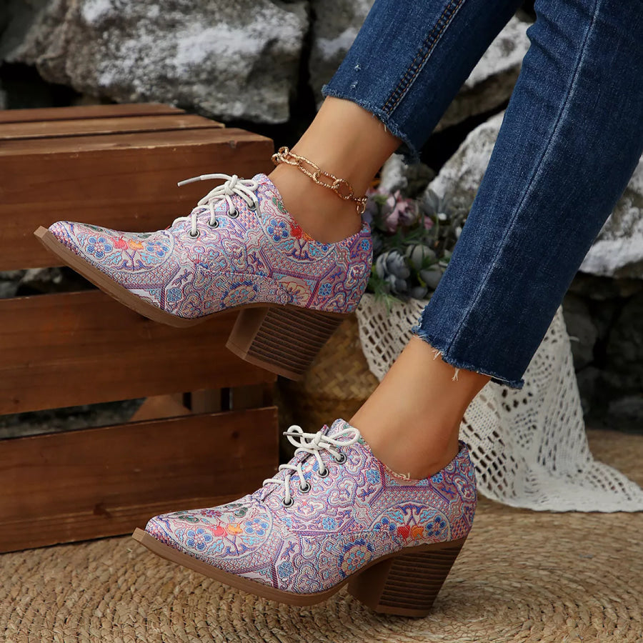 Point Toe Block Heels Ankle Boots Apparel and Accessories