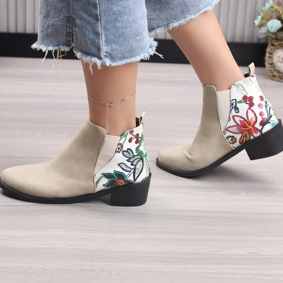 Point Toe Block Heels Ankle Boots Apparel and Accessories