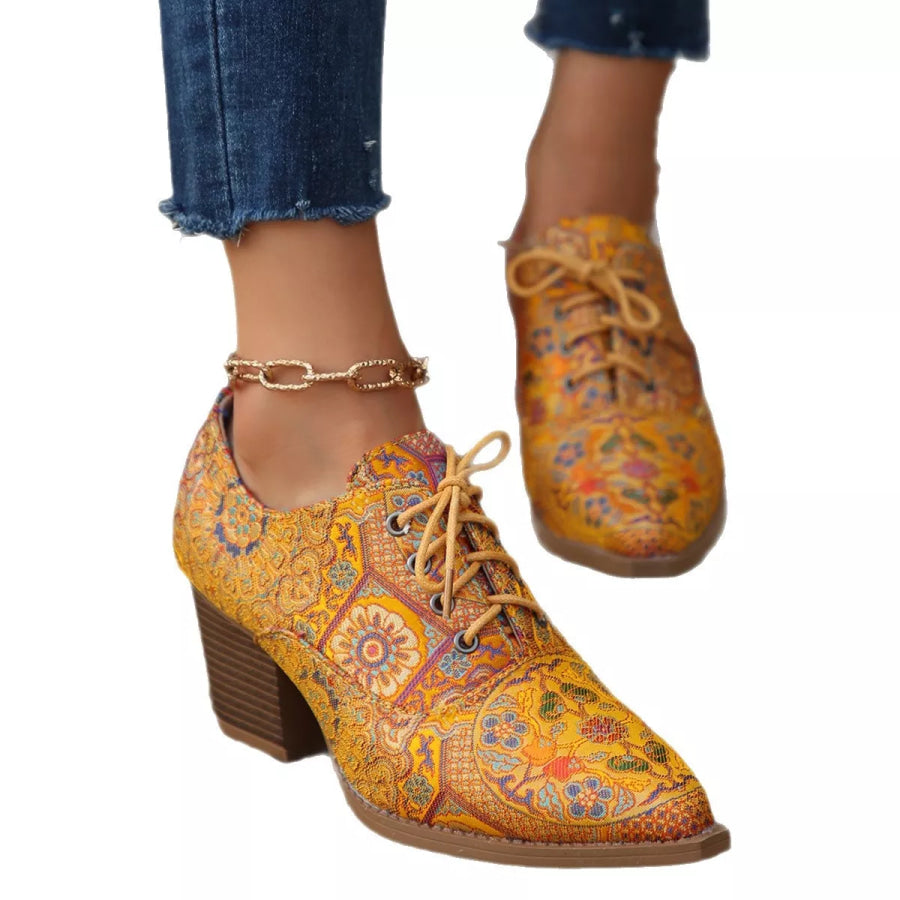 Point Toe Block Heels Ankle Boots Apparel and Accessories