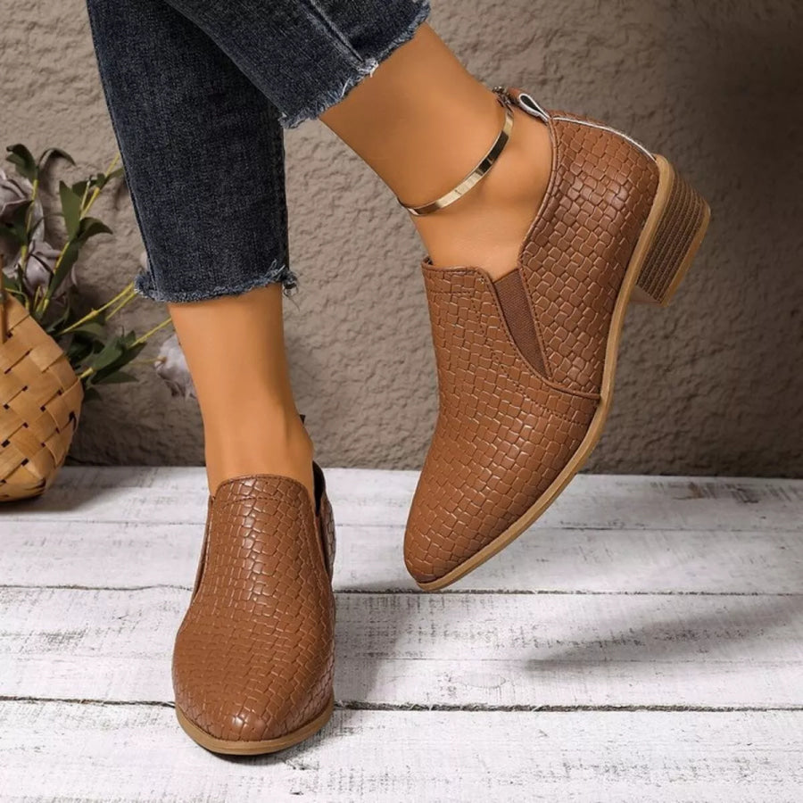 Point Toe Block Heels Ankle Boots Apparel and Accessories