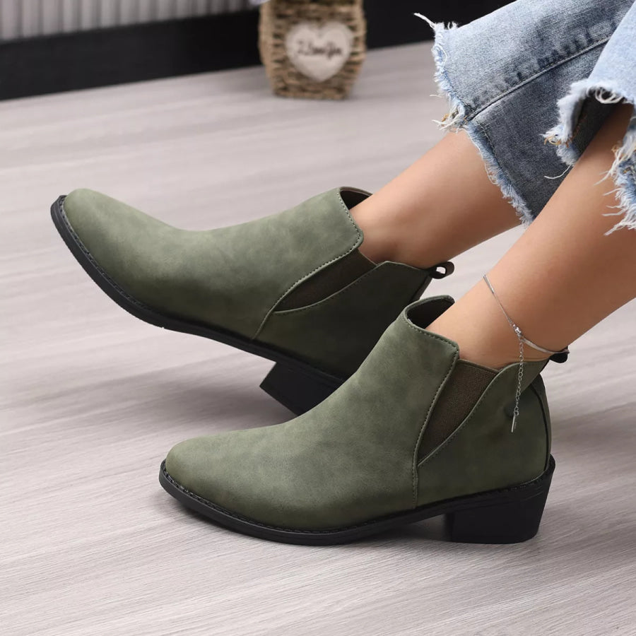 Point Toe Block Heels Ankle Boots Apparel and Accessories