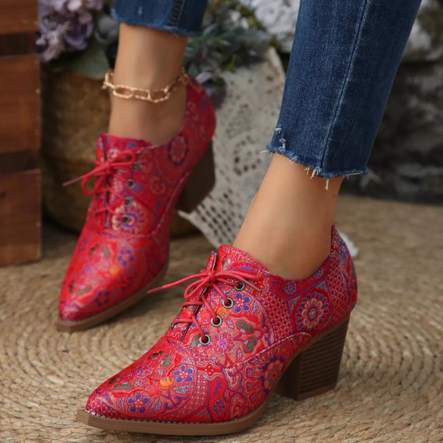 Point Toe Block Heels Ankle Boots Apparel and Accessories