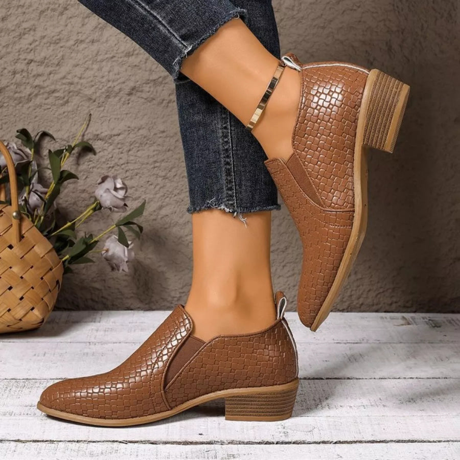 Point Toe Block Heels Ankle Boots Apparel and Accessories