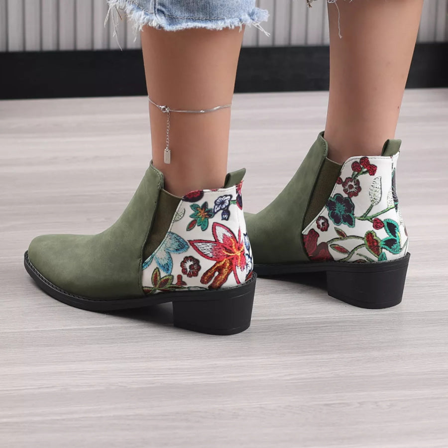 Point Toe Block Heels Ankle Boots Apparel and Accessories