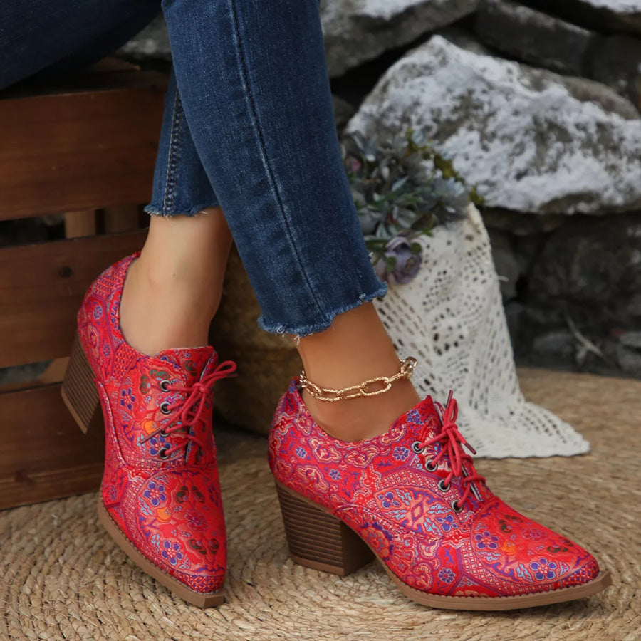 Point Toe Block Heels Ankle Boots Apparel and Accessories