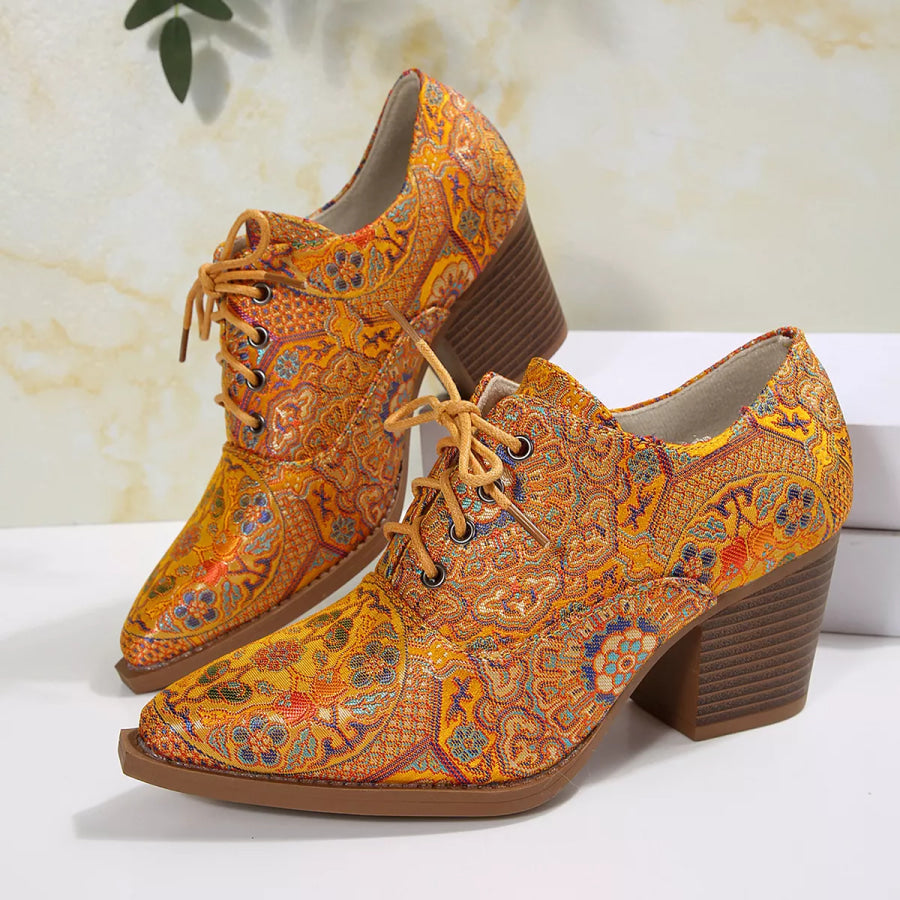 Point Toe Block Heels Ankle Boots Apparel and Accessories