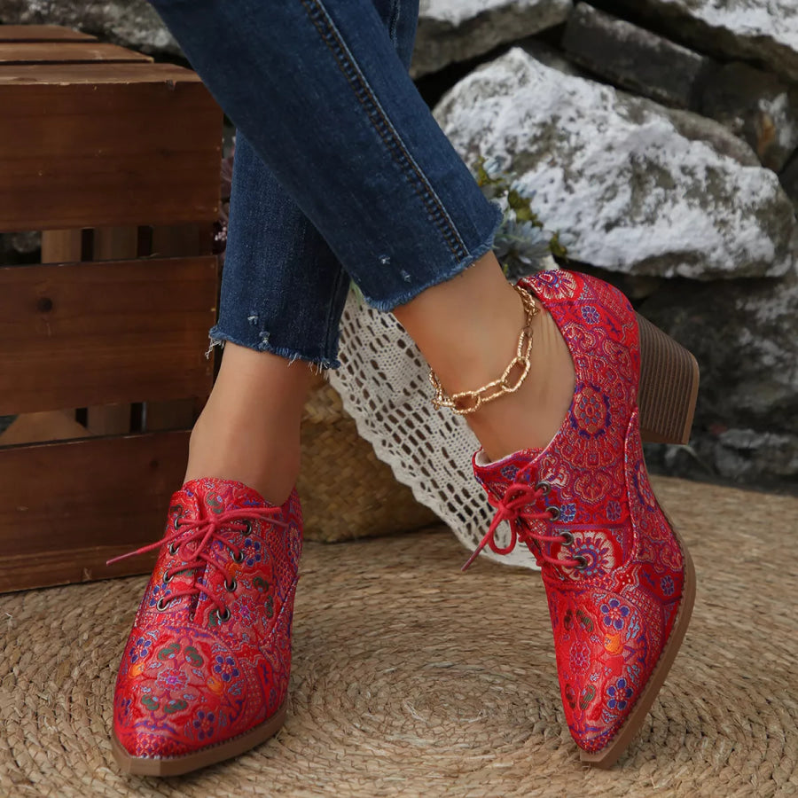 Point Toe Block Heels Ankle Boots Apparel and Accessories