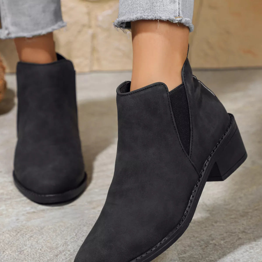 Point Toe Block Heels Ankle Boots Apparel and Accessories