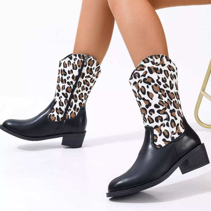 Point Toe Block Heels Boots Apparel and Accessories