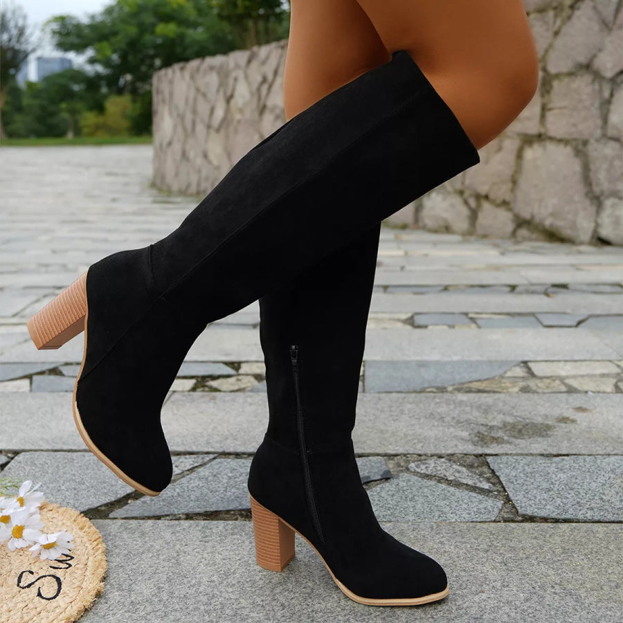 Point Toe Block Heels Boots Apparel and Accessories