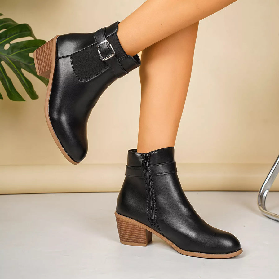 Point Toe Block Heels Boots Apparel and Accessories