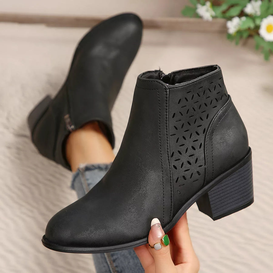 Point Toe Block Heels Boots Apparel and Accessories
