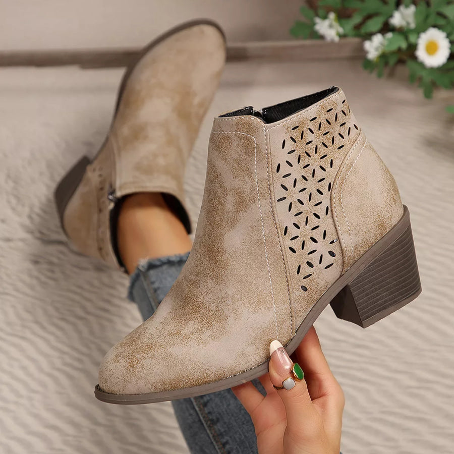 Point Toe Block Heels Boots Apparel and Accessories