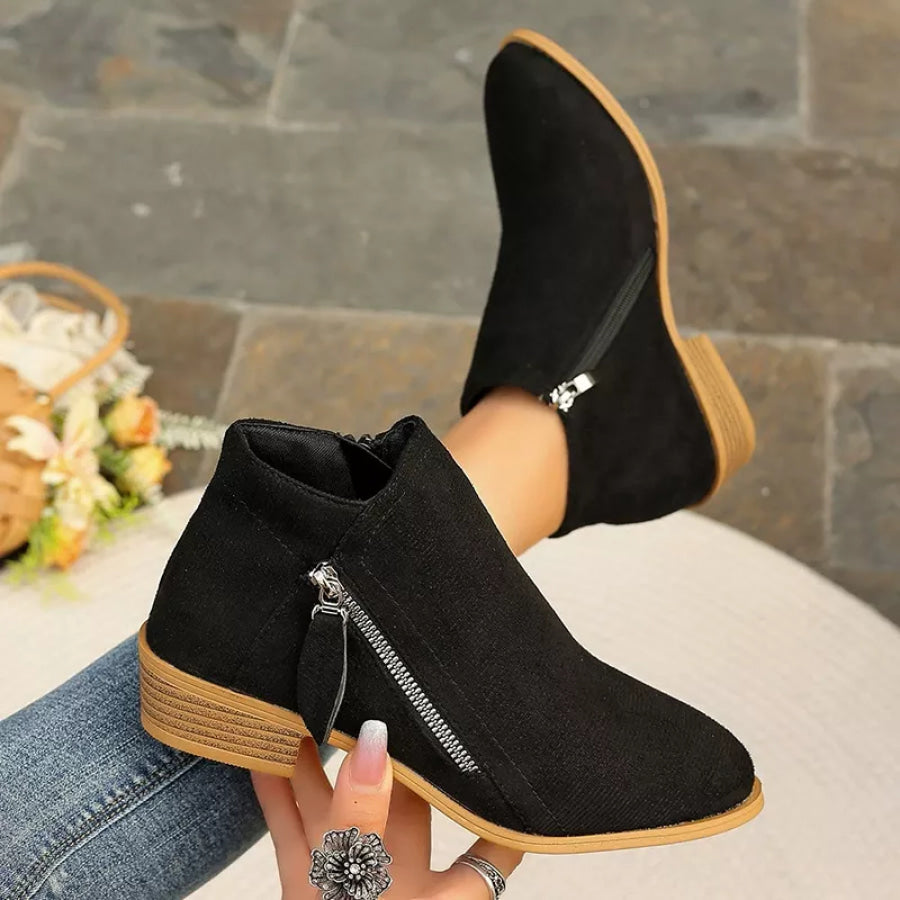 Point Toe Block Heels Boots Apparel and Accessories