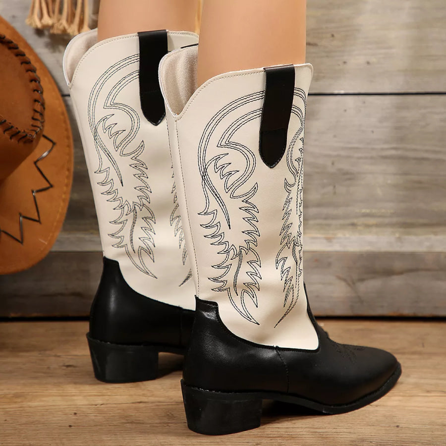 Point Toe Block Heels Boots Apparel and Accessories
