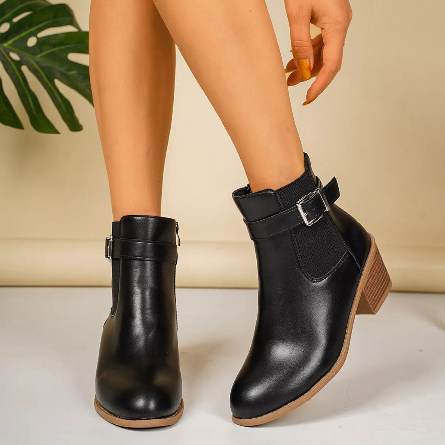 Point Toe Block Heels Boots Apparel and Accessories