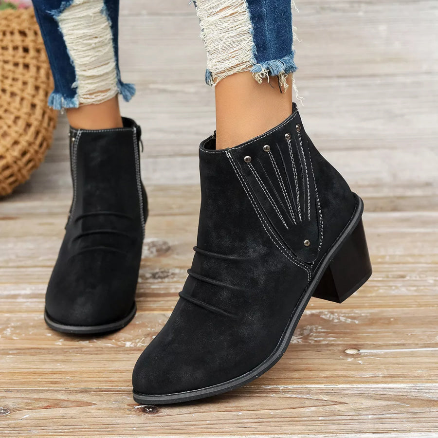Point Toe Block Heels Boots Apparel and Accessories