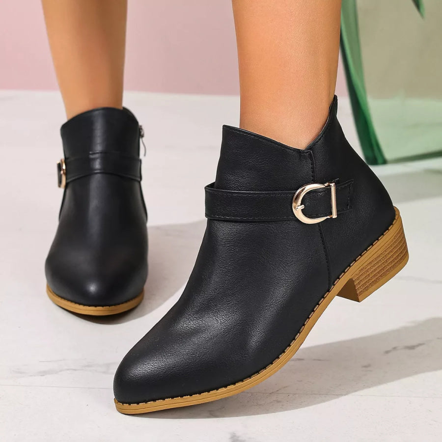 Point Toe Block Heels Boots Apparel and Accessories