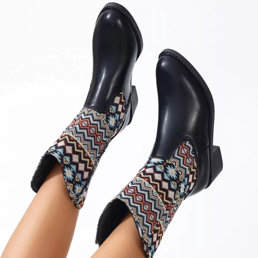 Point Toe Block Heels Boots Apparel and Accessories