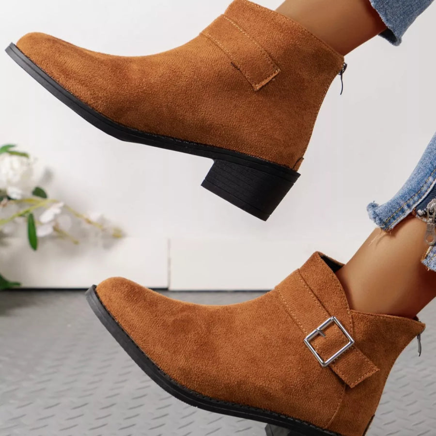 Point Toe Block Heels Boots Apparel and Accessories
