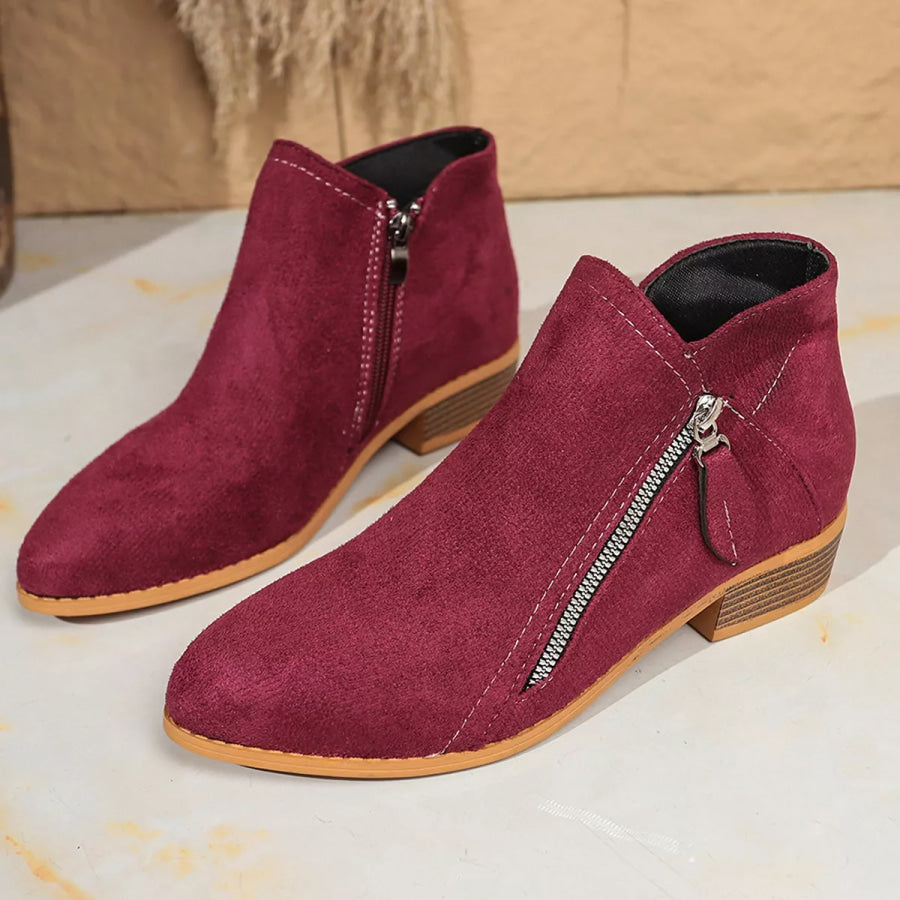 Point Toe Block Heels Boots Apparel and Accessories