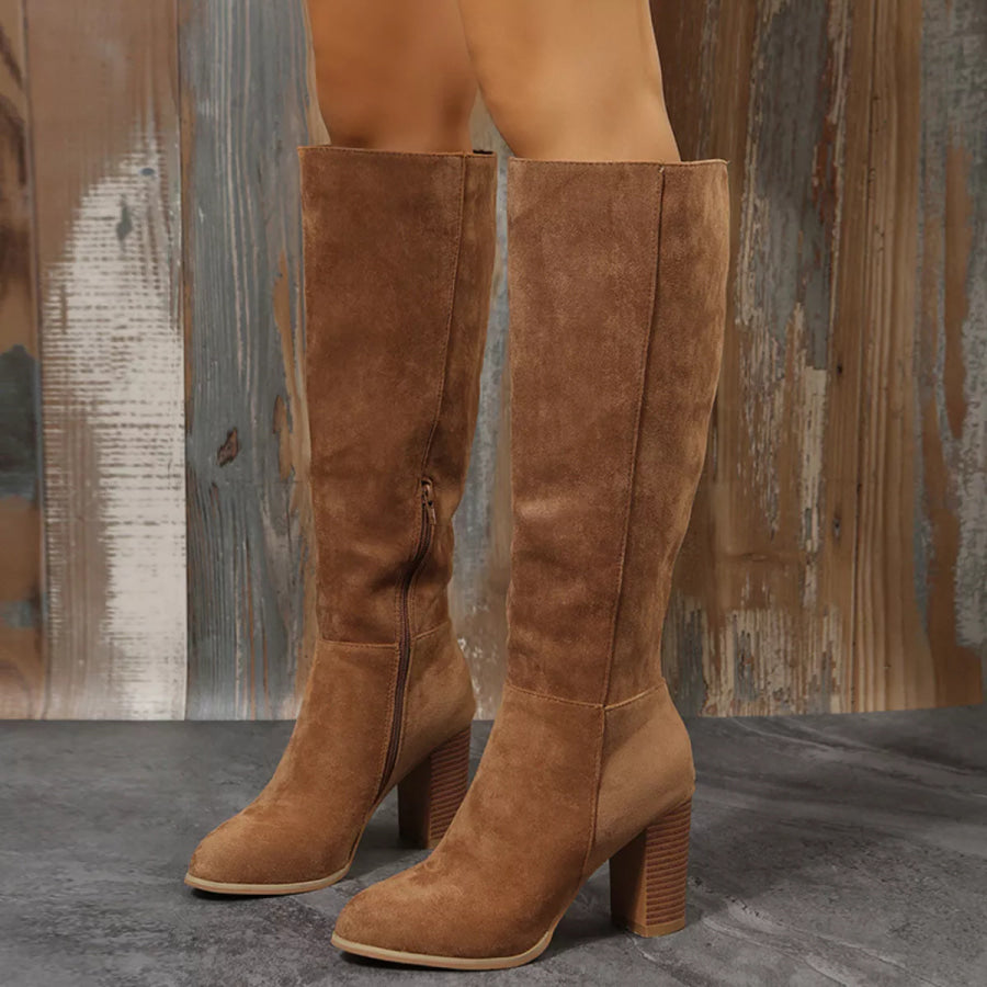 Point Toe Block Heels Boots Apparel and Accessories