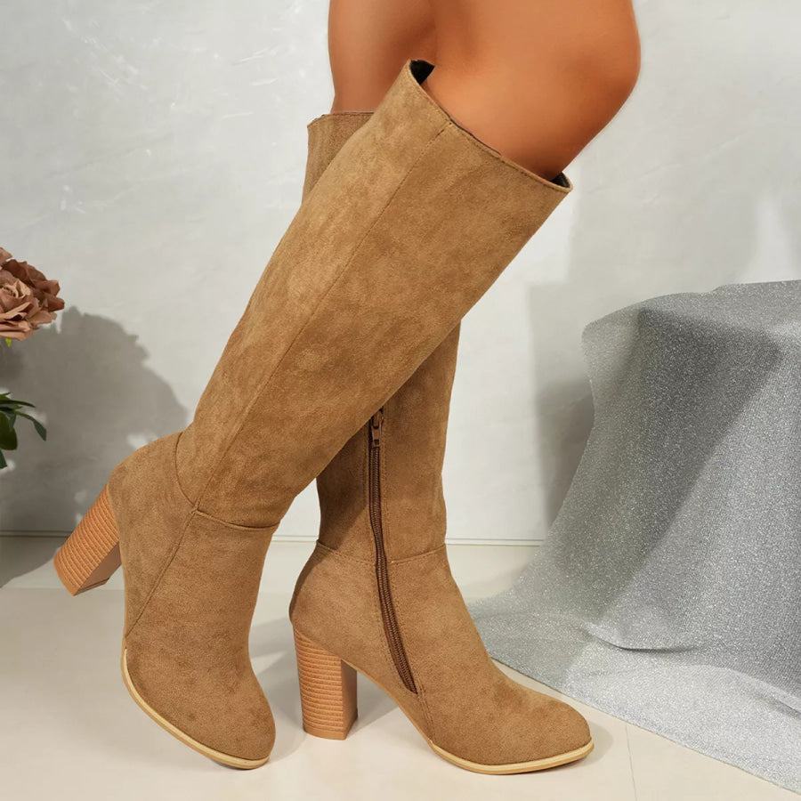 Point Toe Block Heels Boots Apparel and Accessories