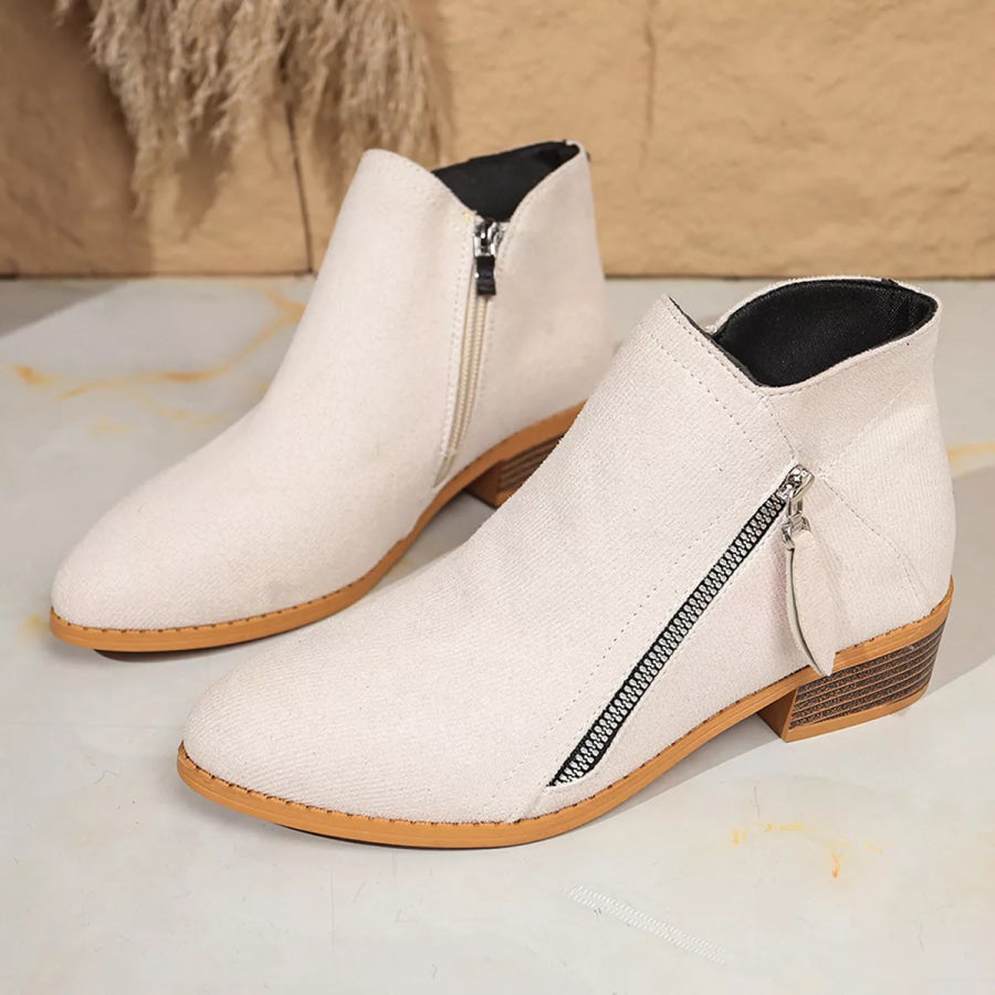 Point Toe Block Heels Boots Apparel and Accessories