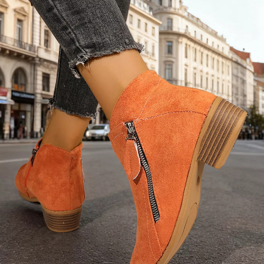 Point Toe Block Heels Boots Apparel and Accessories