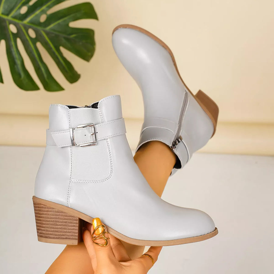 Point Toe Block Heels Boots Apparel and Accessories