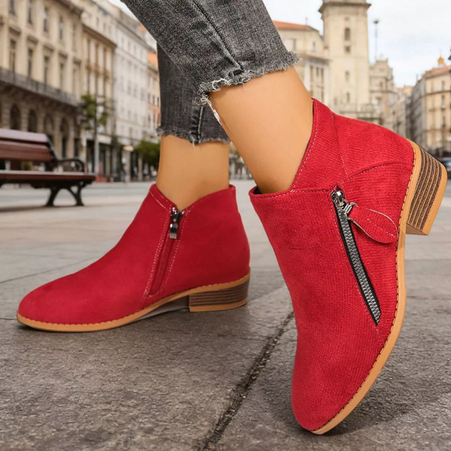 Point Toe Block Heels Boots Apparel and Accessories