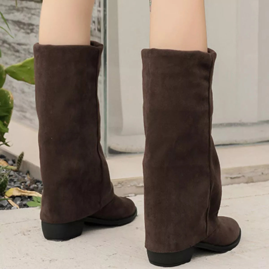 Point Toe Block Heels Boots Apparel and Accessories