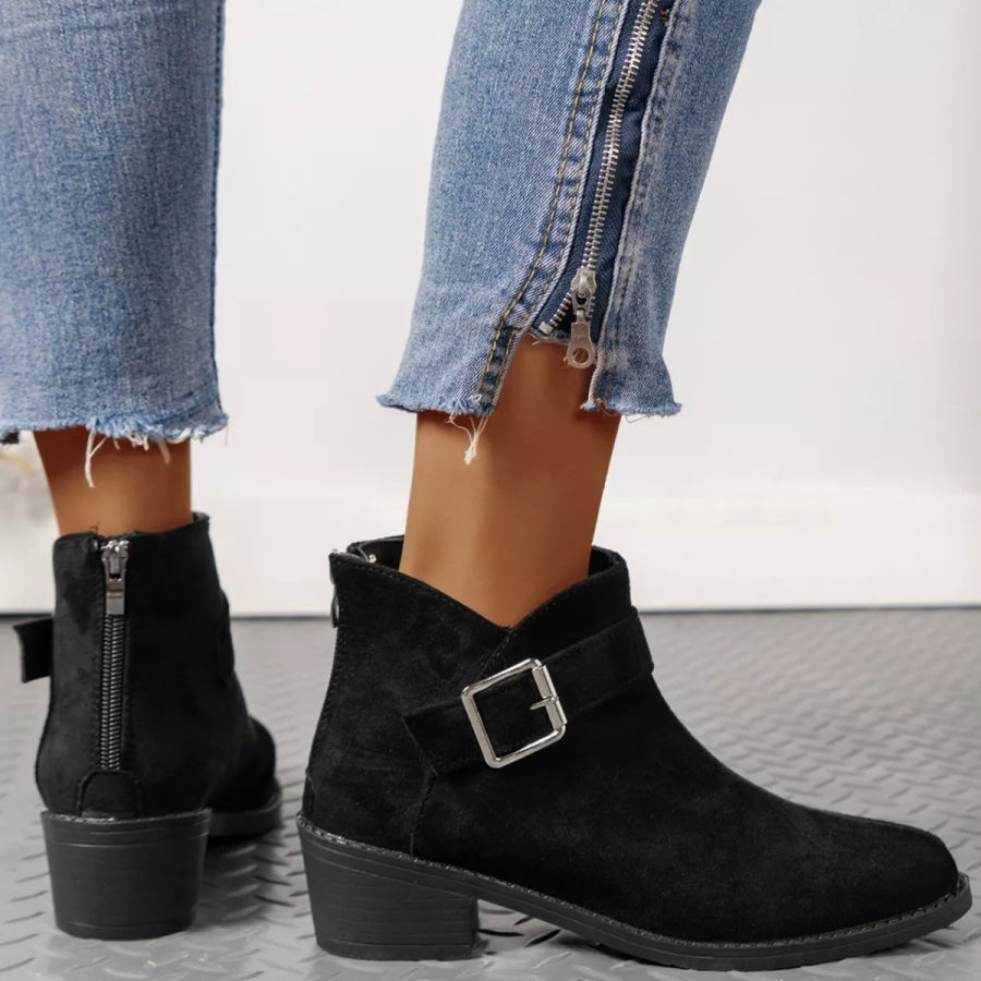 Point Toe Block Heels Boots Apparel and Accessories