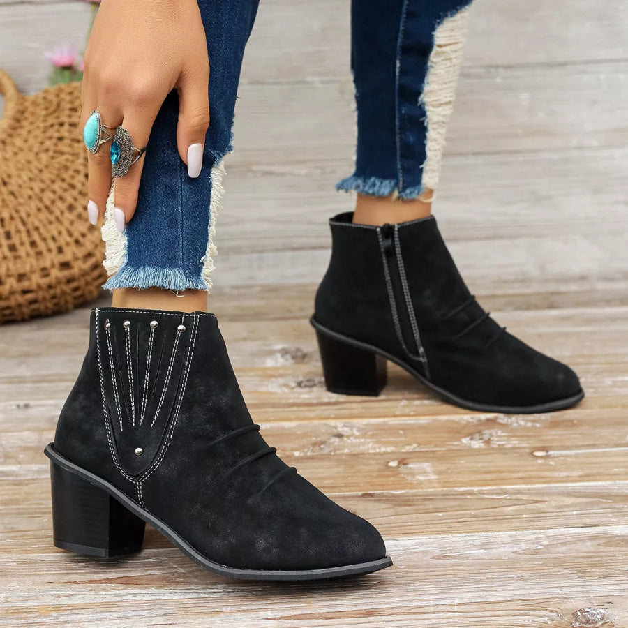 Point Toe Block Heels Boots Apparel and Accessories