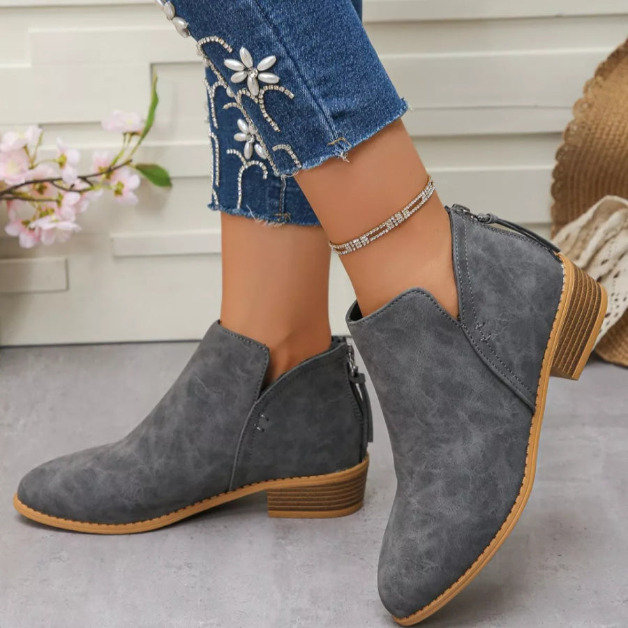 Point Toe Block Heels Boots Apparel and Accessories