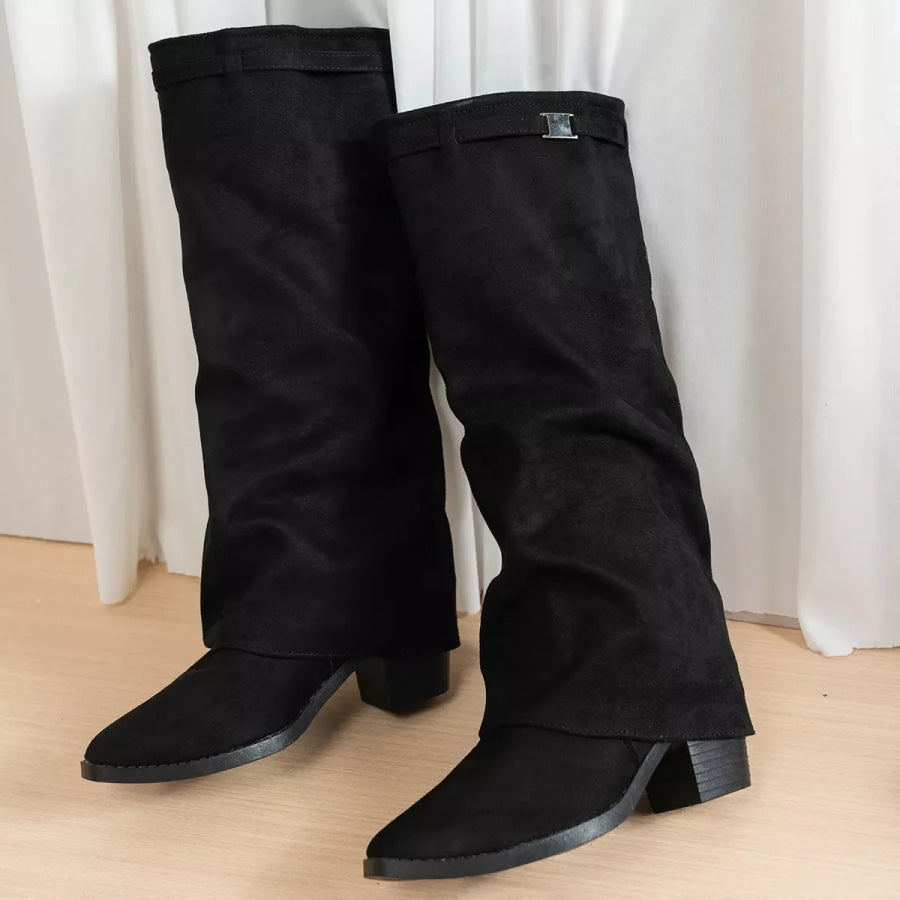 Point Toe Block Heels Boots Apparel and Accessories