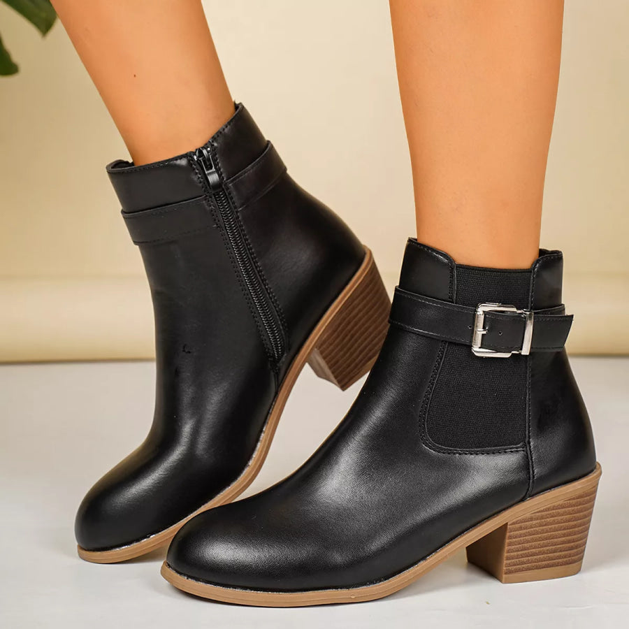 Point Toe Block Heels Boots Apparel and Accessories