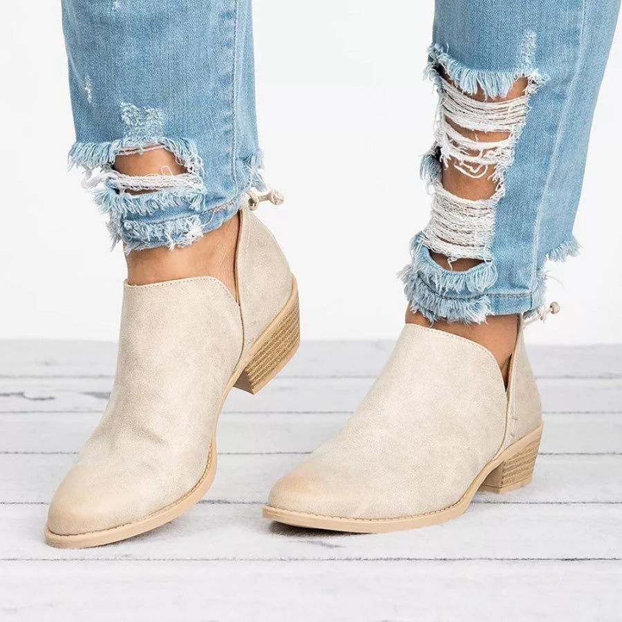 Point Toe Block Heels Boots Apparel and Accessories