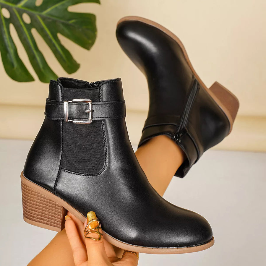 Point Toe Block Heels Boots Apparel and Accessories