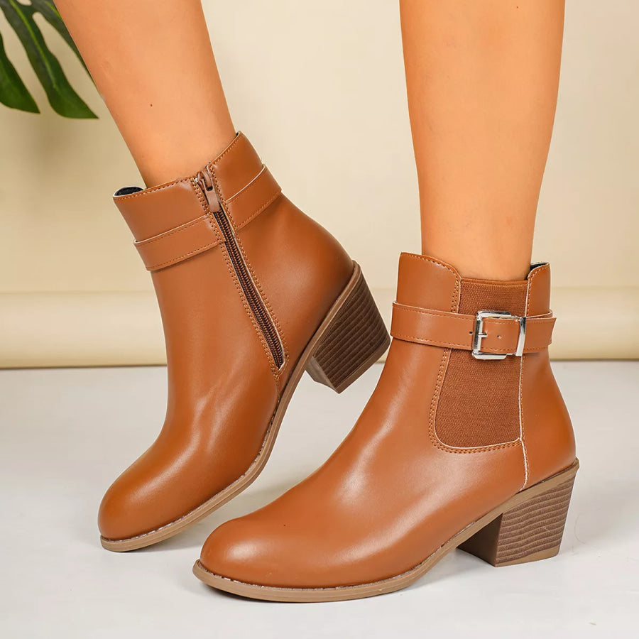 Point Toe Block Heels Boots Apparel and Accessories