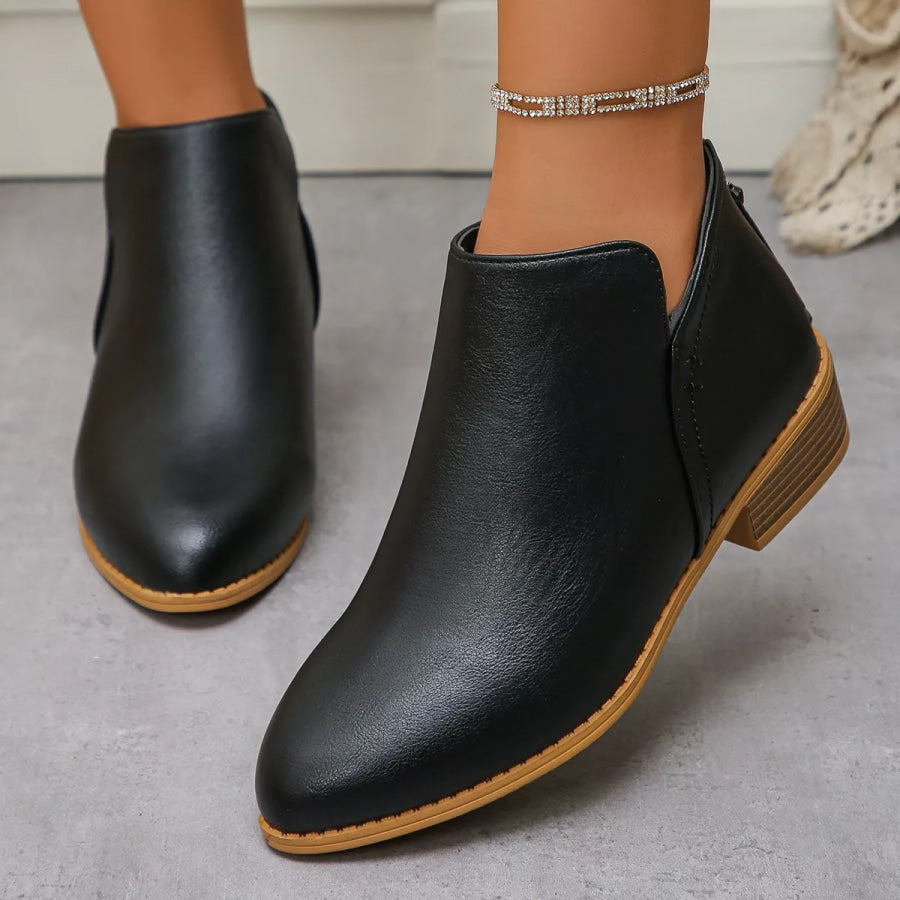 Point Toe Block Heels Boots Apparel and Accessories