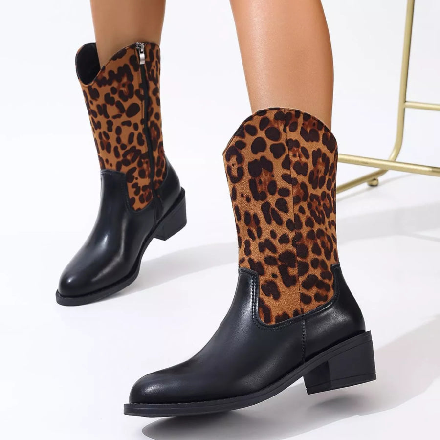 Point Toe Block Heels Boots Apparel and Accessories